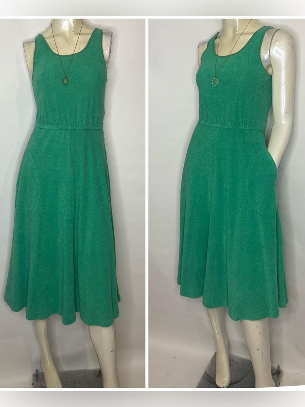Patti Cappalli California Vintage French Terry Kelly Green Tank Dress Small
